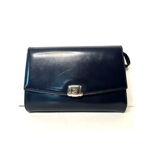I Santi Navy Blue Leather Clutch Bag Purse Shoulder Italy